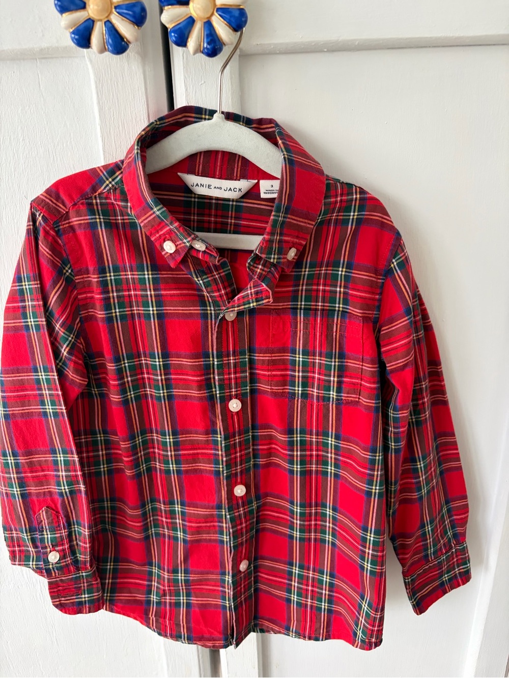 Janie and Jack Red Plaid Button-Up Shirt
